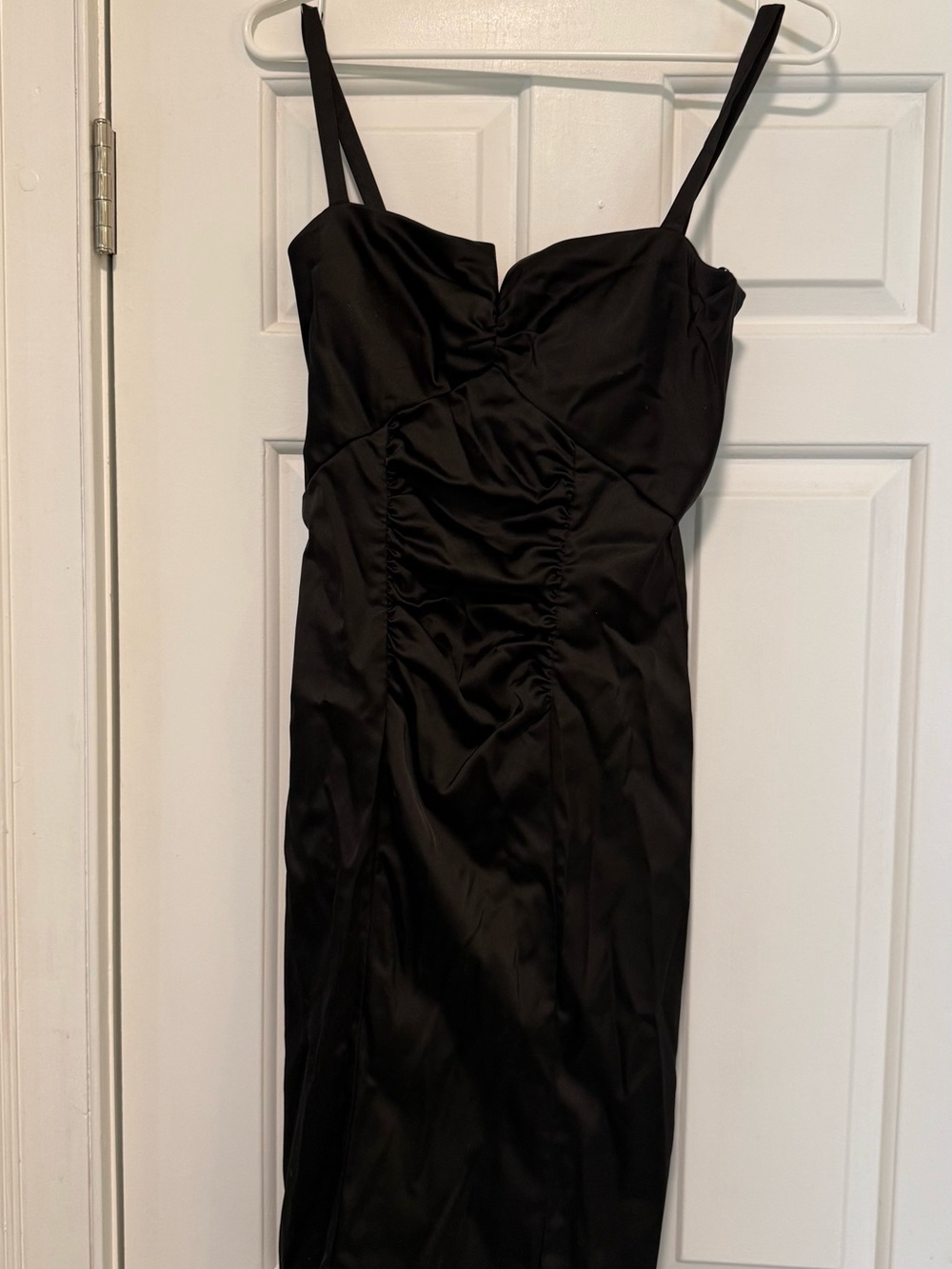 Betsy & Adam Black Midi Spaghetti-Strap Dress